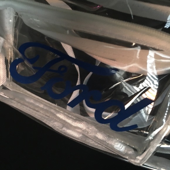 Ford Fanny Pack Clear Adjustable White Trim Blue Large Logo 90s Dadcore - Picture 4 of 11